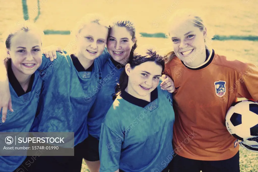 Portrait of a group of teenage girls in a soccer team