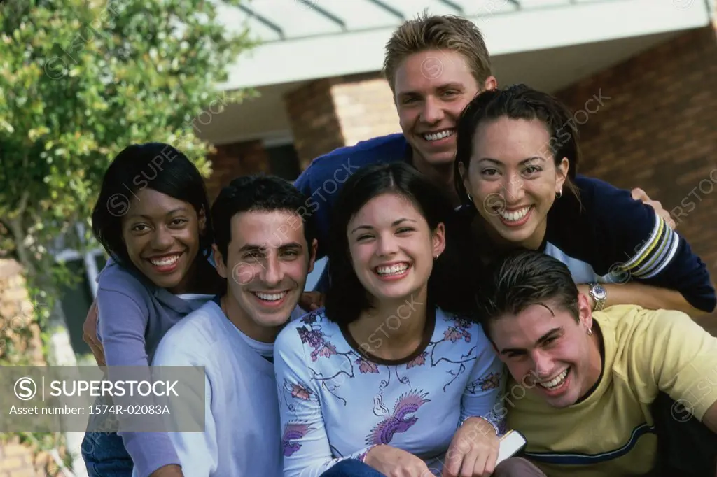 Portrait of a group of teenagers smiling
