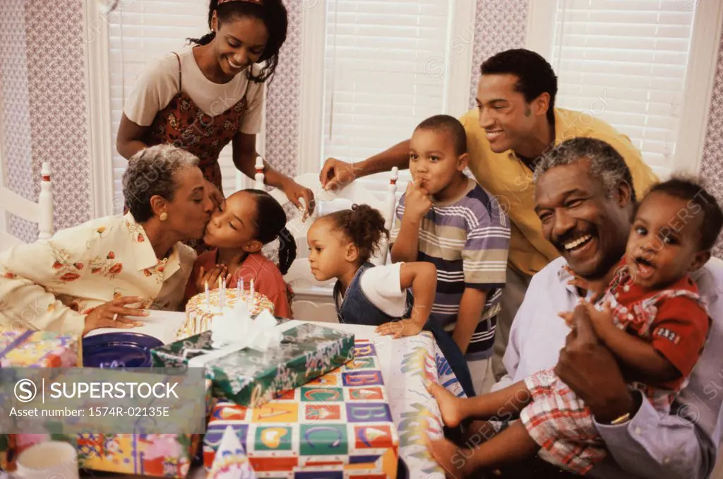 Family celebrating a birthday party