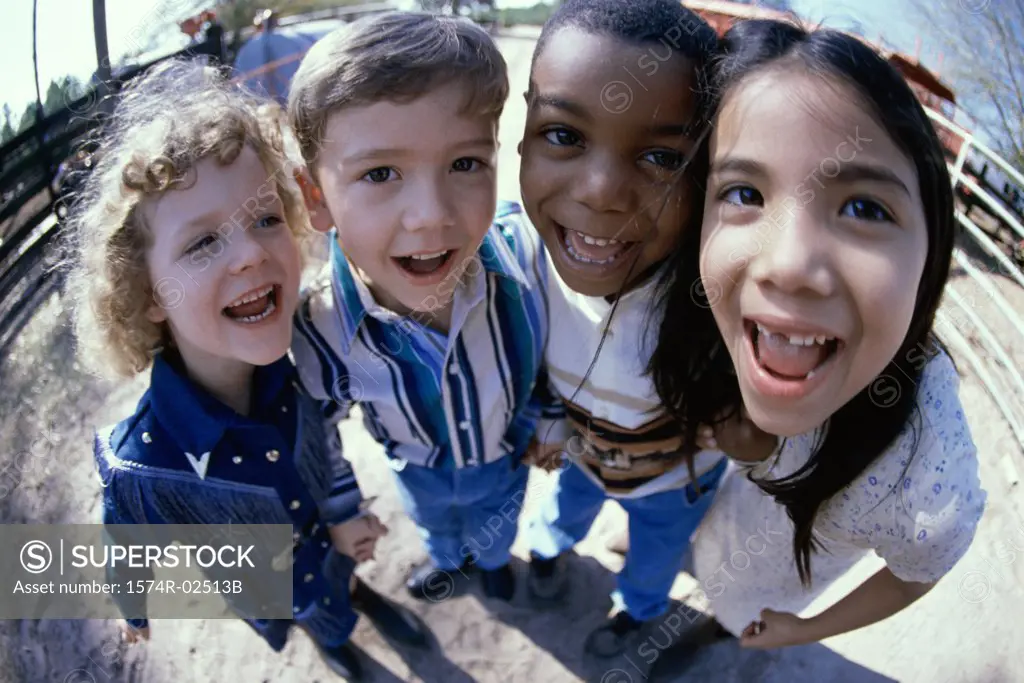 Close-up of a group of children standing