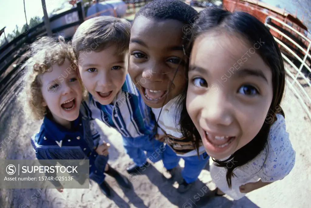 Close-up of a group of children standing