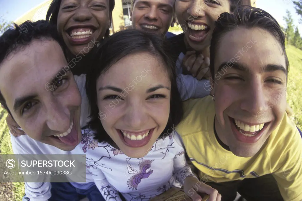 Portrait of a group of teenagers smiling