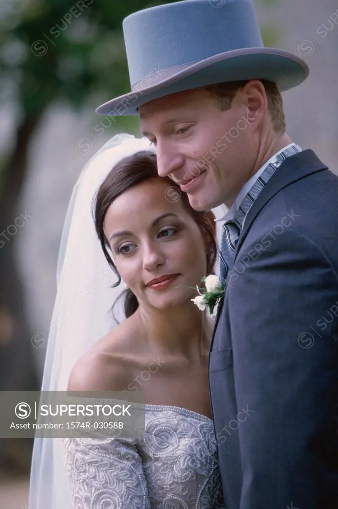 Close-up of a newlywed couple
