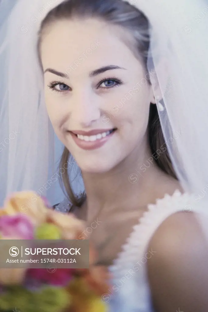 Portrait of a bride smiling