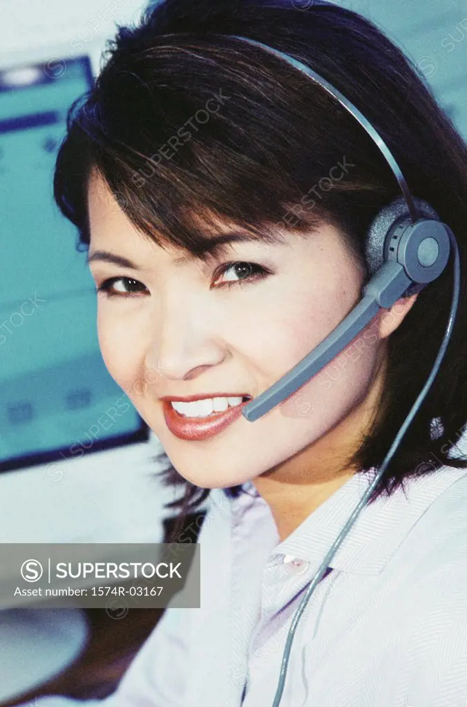 Portrait of a businesswoman wearing a headset