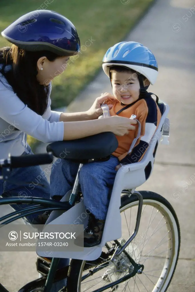 Mother and son on a bicycle