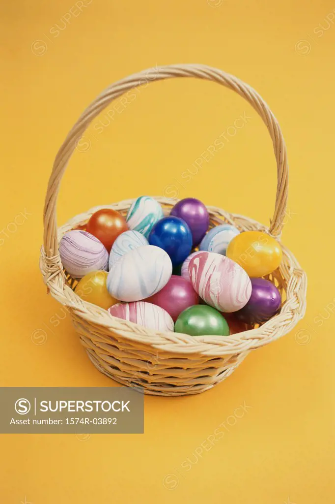 Easter eggs in an Easter basket