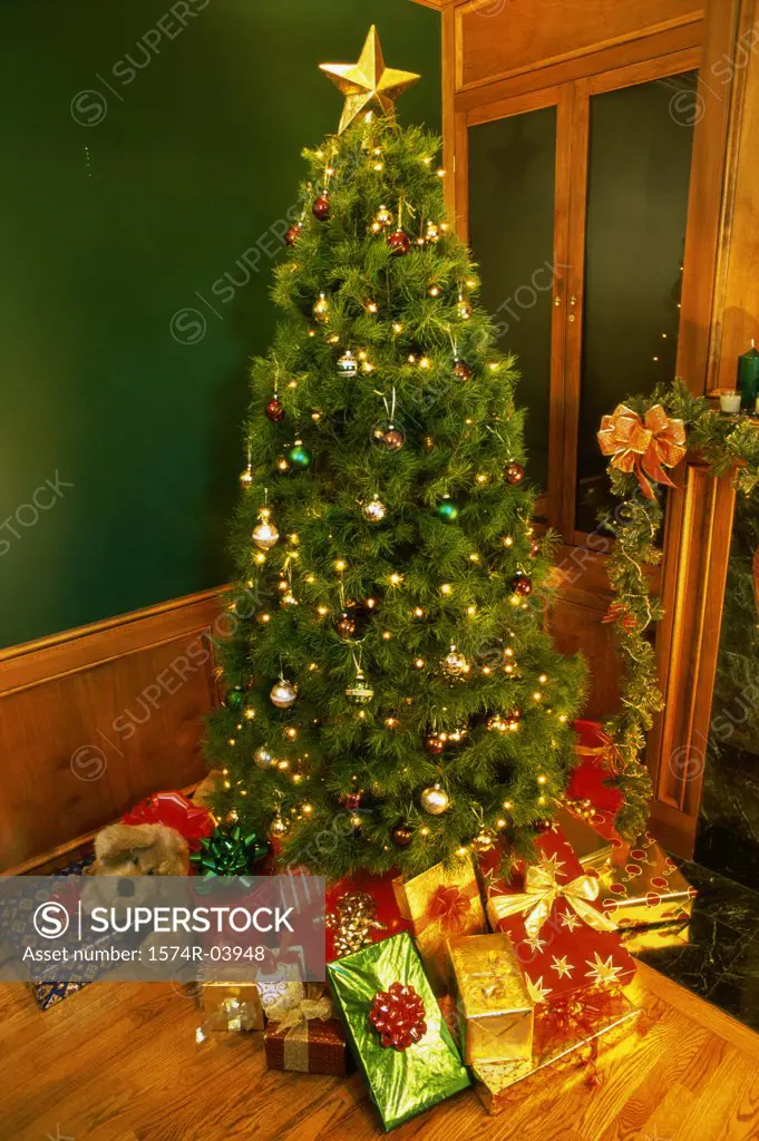 Presents under a Christmas tree