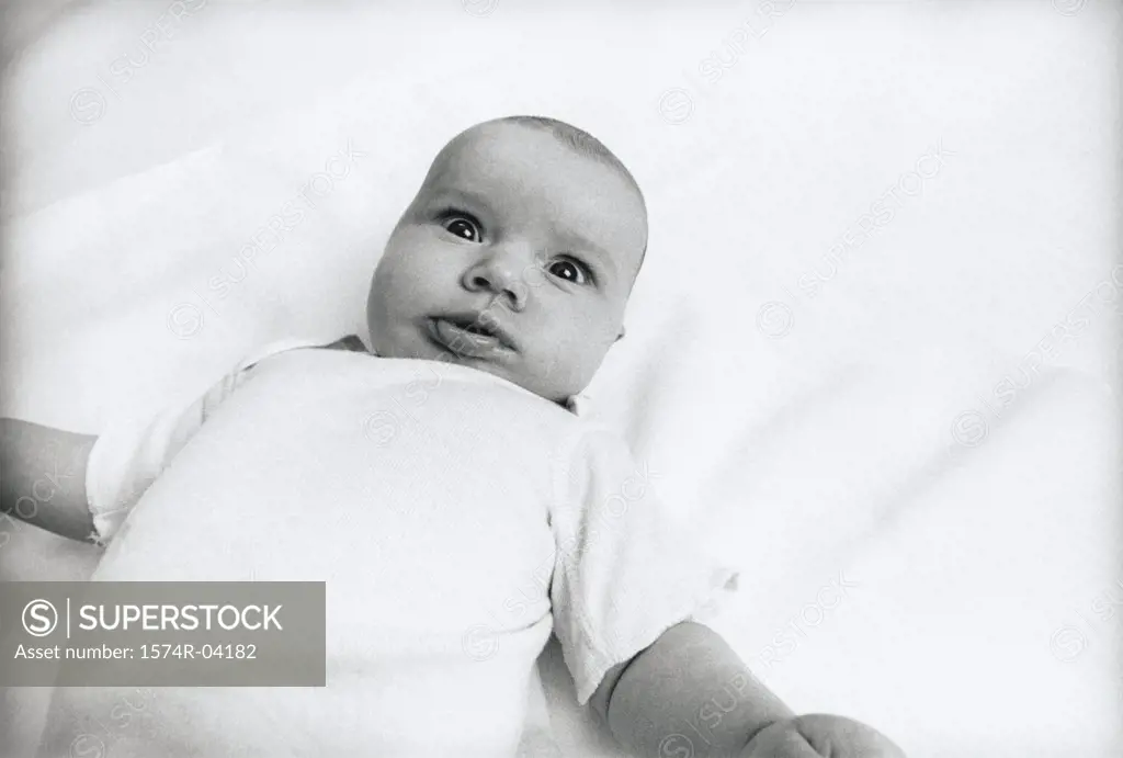 Close-up of a baby boy making a face