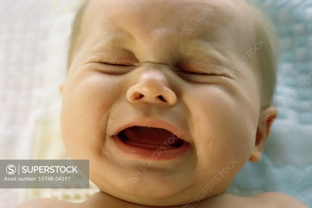 Close-up of a baby boy crying