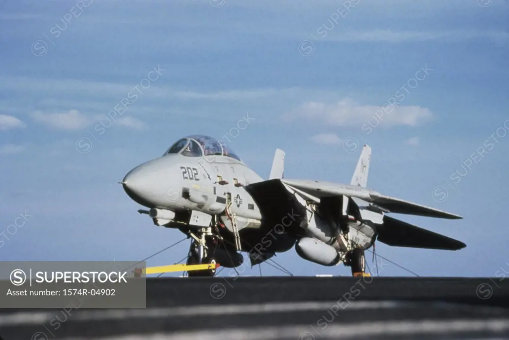 F-14A Tomcat aboard the flight deck of the USS Abraham Lincoln