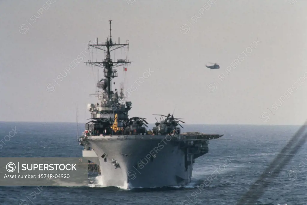 USS Tripoli sailing in the sea