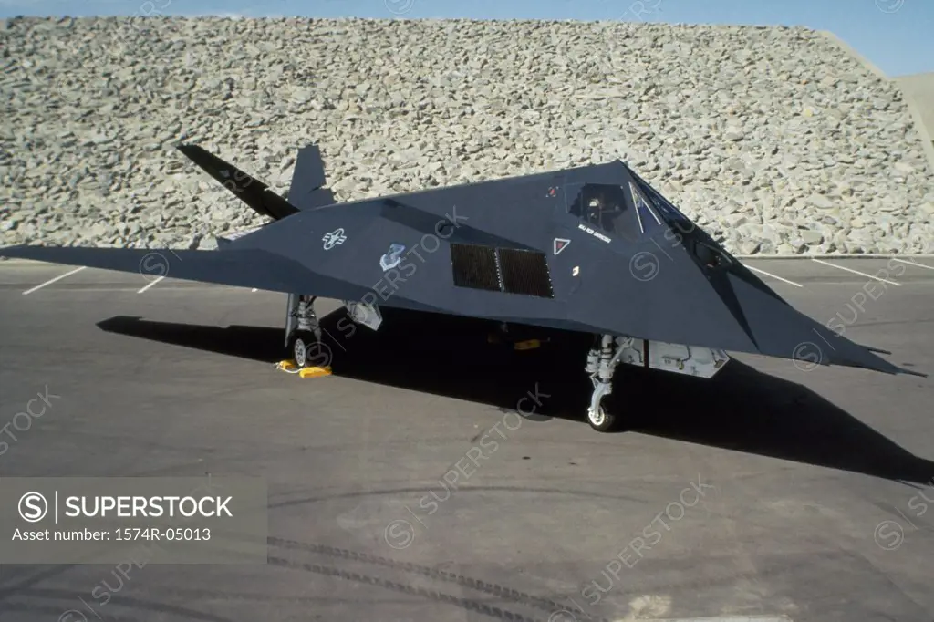High angle view of an F-117A Nighthawk