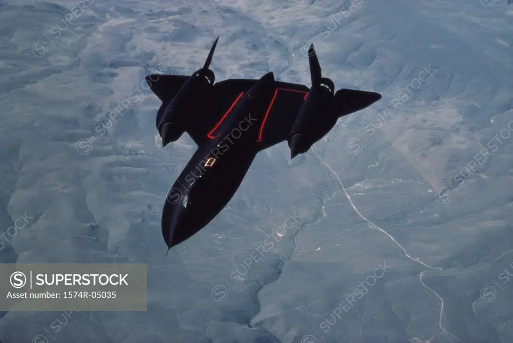 Aerial view of an SR-71A Blackbird in flight