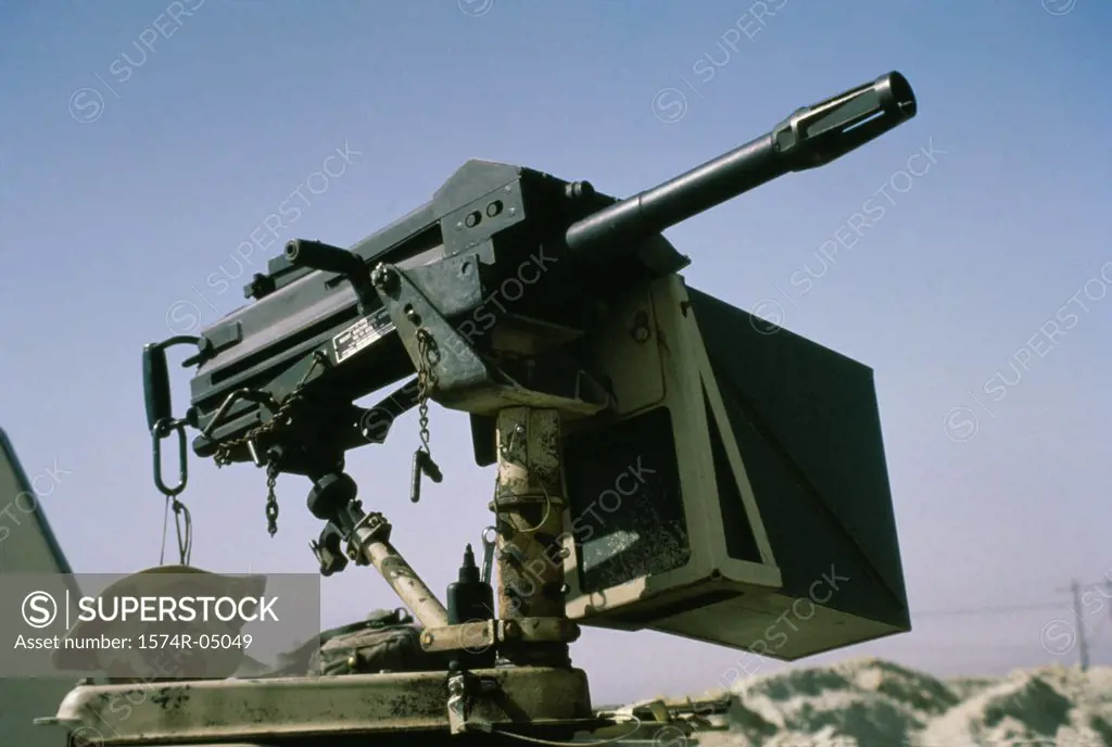 Low angle view of a Mark-19 automatic grenade launcher