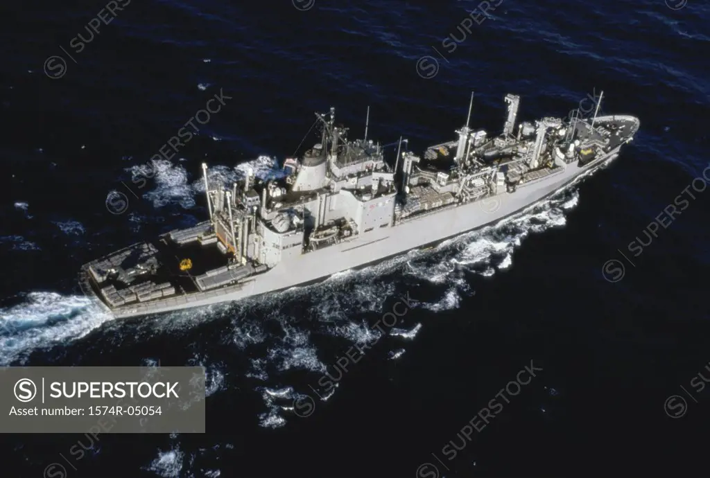 High angle view of the USS Santa Barbara