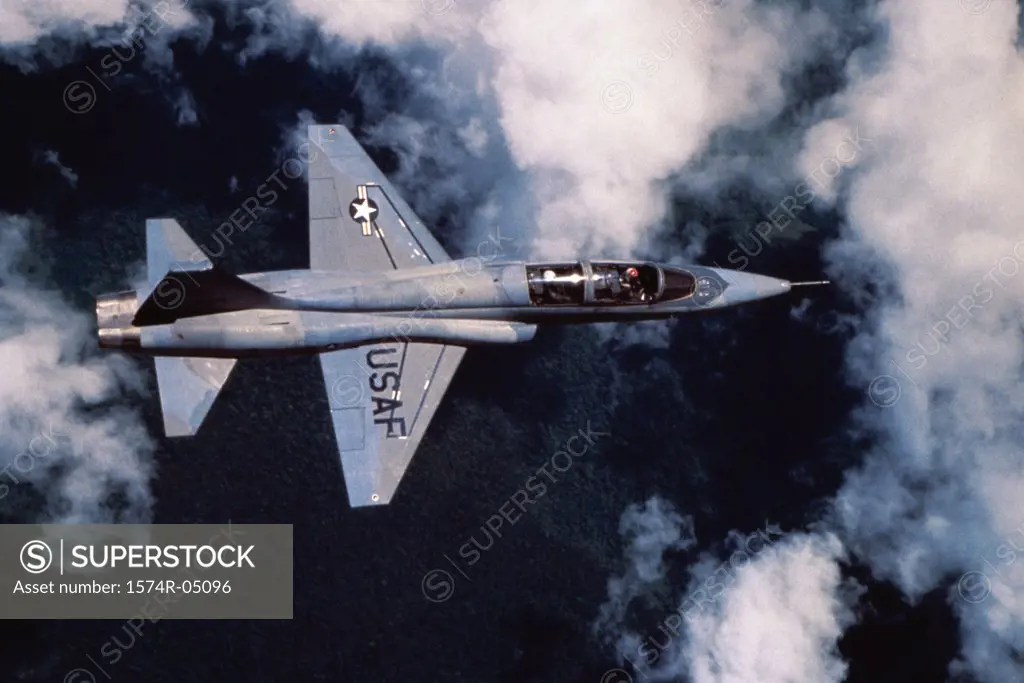 Aerial view of a T-38 Talon in flight