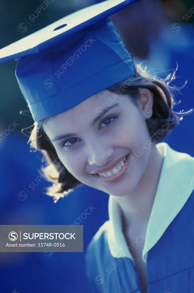 Portrait of a student wearing her graduation outfit