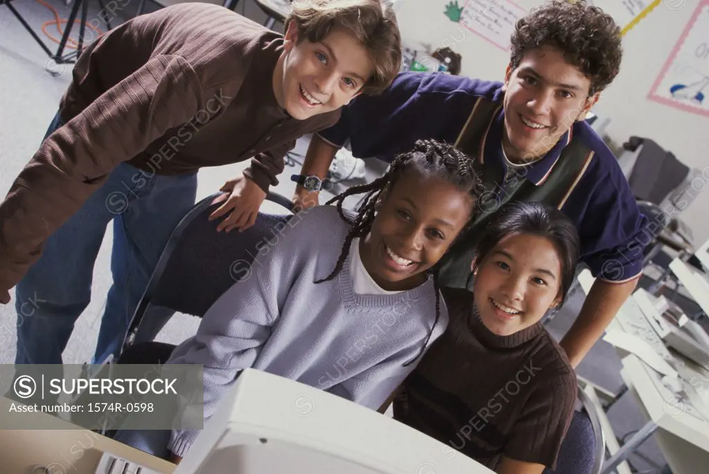 Portrait of a teenagers smiling in a classroom