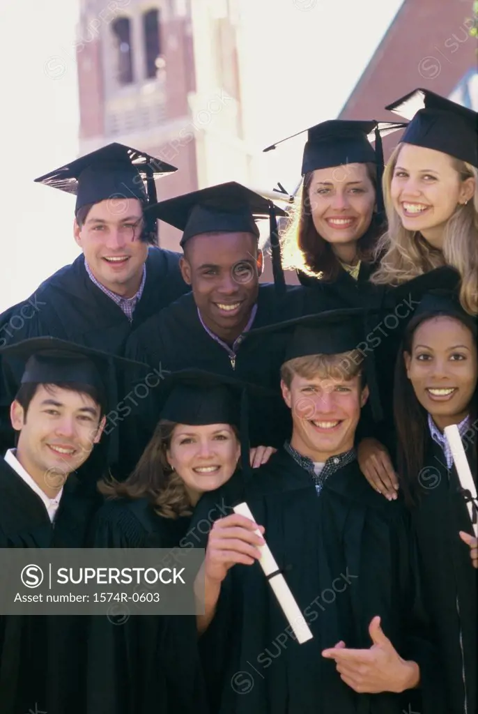 Group of students wearing graduation outfits