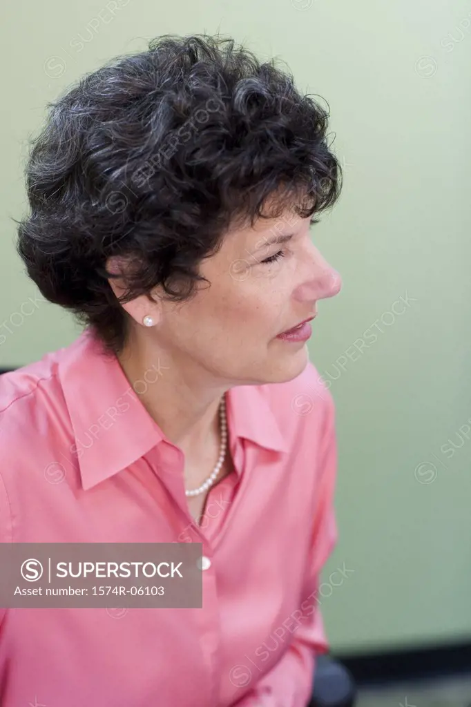 Close-up of a businesswoman sitting in an office