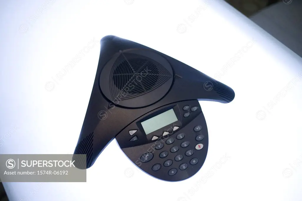 High angle view of a conference phone
