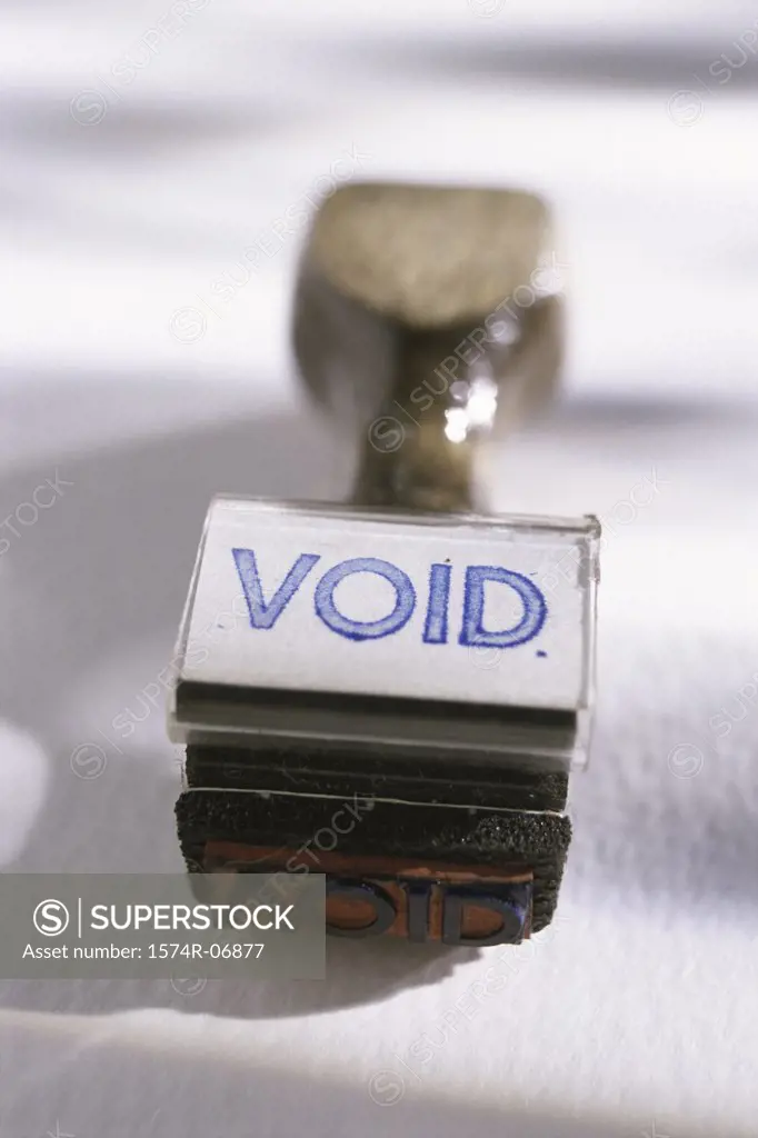 Close-up of a void rubber stamp