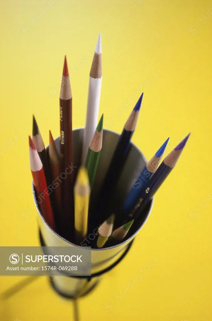 Close-up of pencils in a container