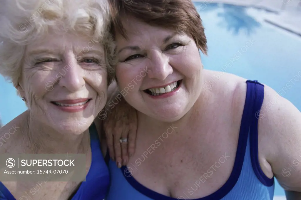 Portrait of two senior women smiling