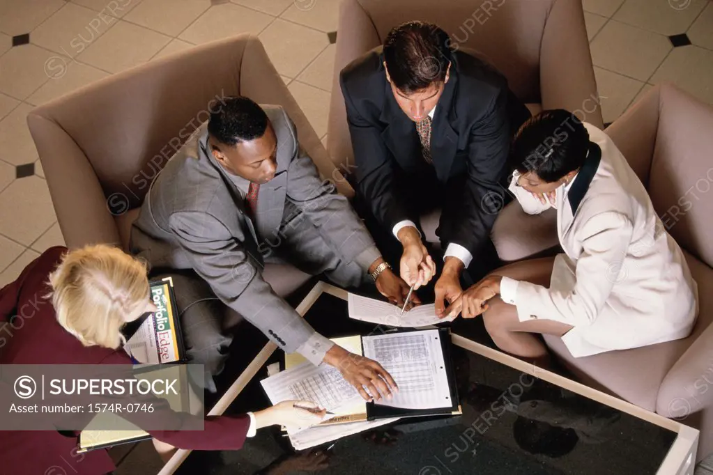 High angle view of business executives in an office