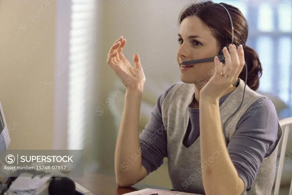 Businesswoman talking on a headset
