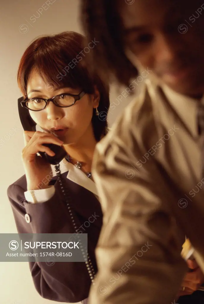 Businesswoman talking on a telephone