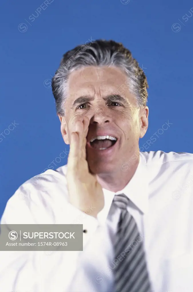 Portrait of a mid adult man shouting