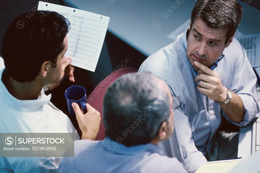 High angle view of businessmen in a meeting