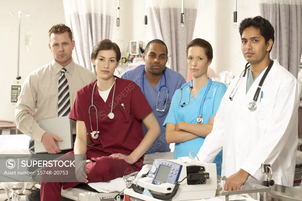 Three male doctors and two female doctors