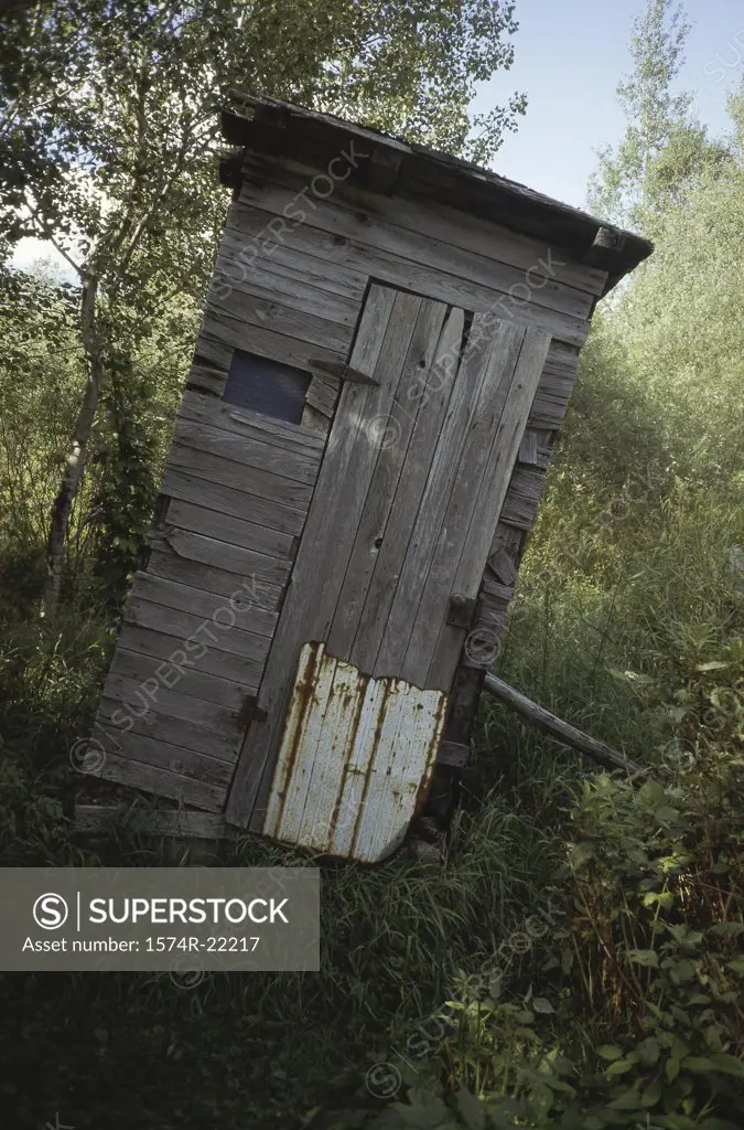 Low angle view of an outhouse