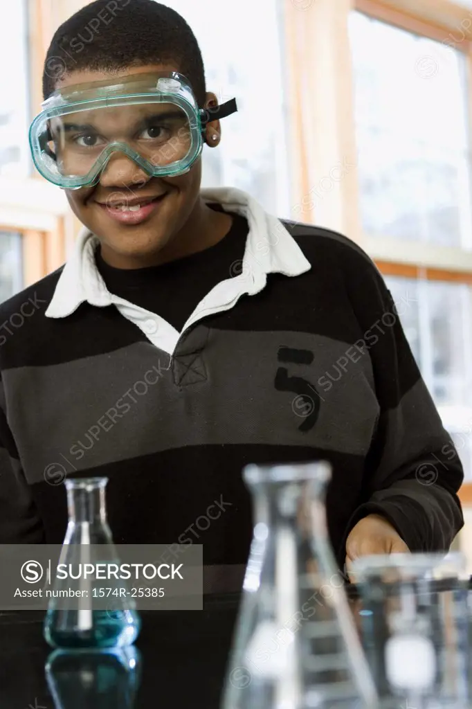 Portrait of a student wearing protective eyewear