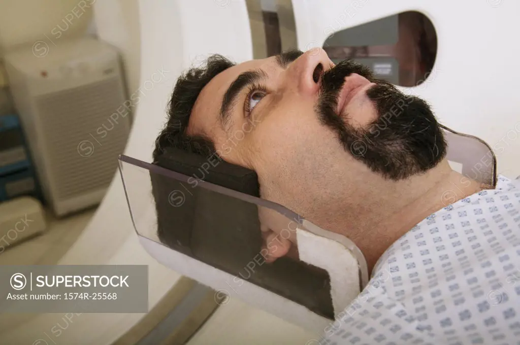 Close-up of a patient getting an MRI scan
