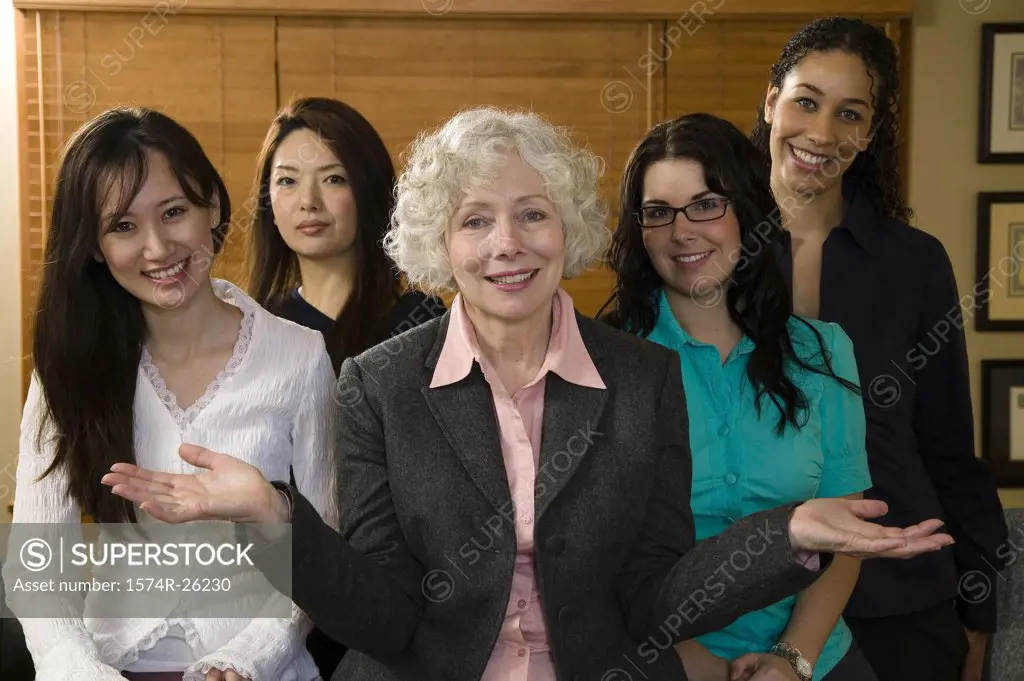 Five businesswomen standing