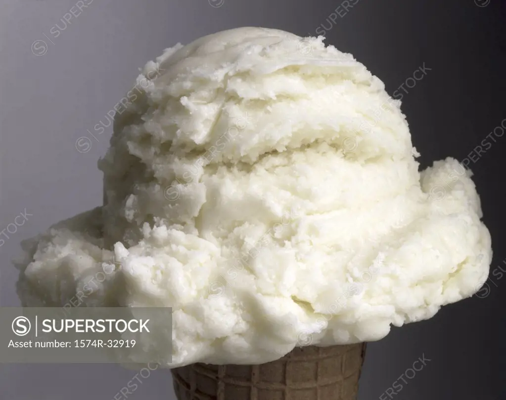 Close-up of a vanilla ice cream cone