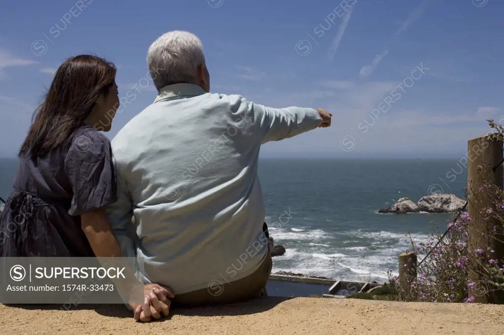 Rear view of a mature couple looking at the view