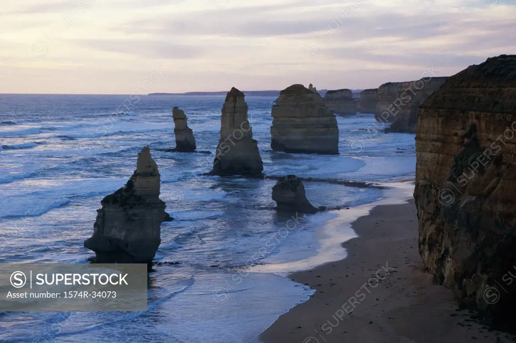 Rock formations in the sea, Twelve Apostles, Port Campbell National Park, Victoria, Australia