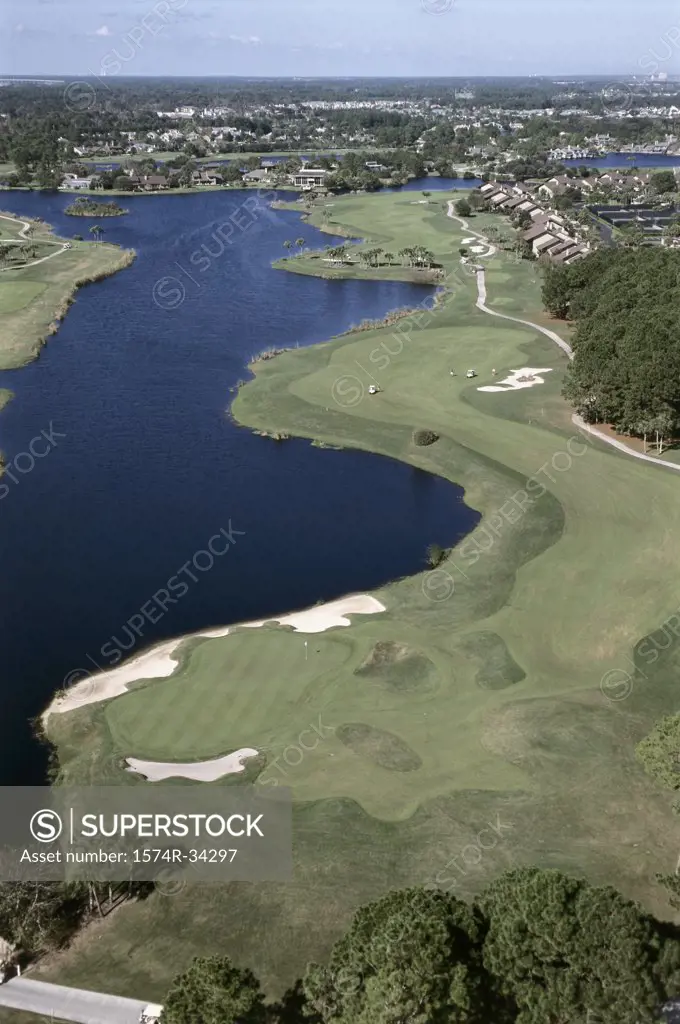 Aerial view of a golf course, Jacksonville, Florida, USA