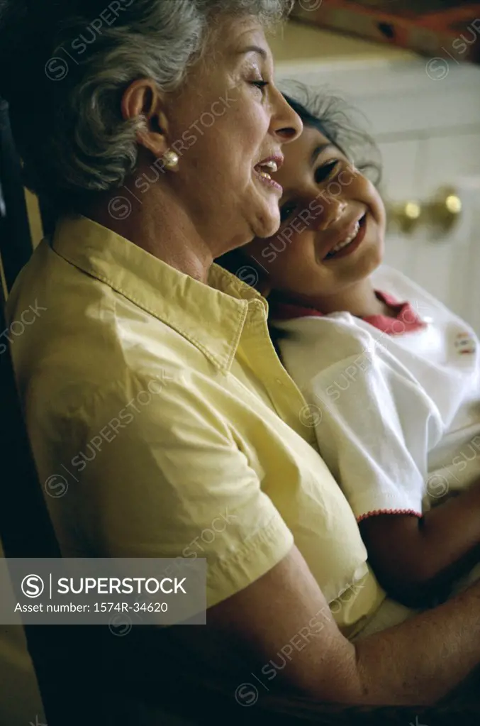 Side profile of a grandmother and her granddaughter