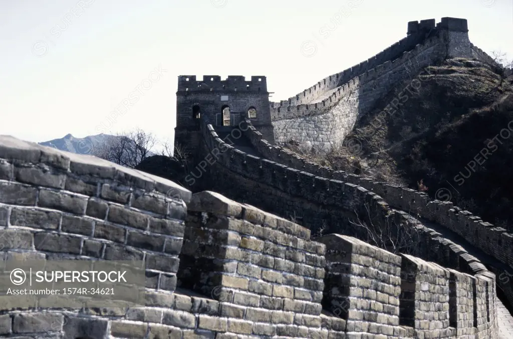 Low angle view of a surrounding wall, Great Wall of China, China