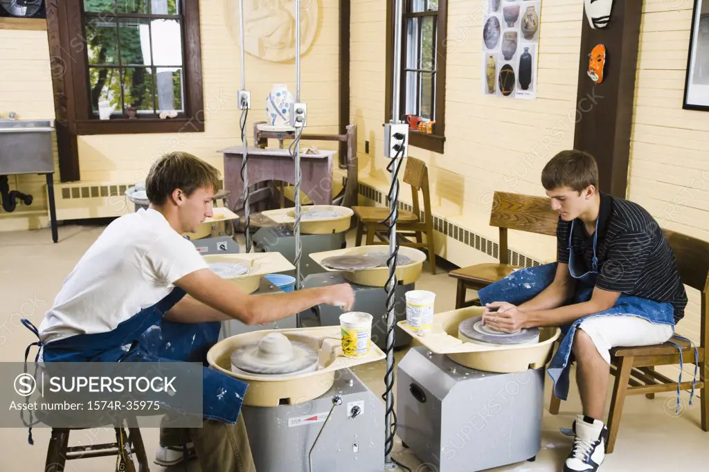 Students in a pottery class