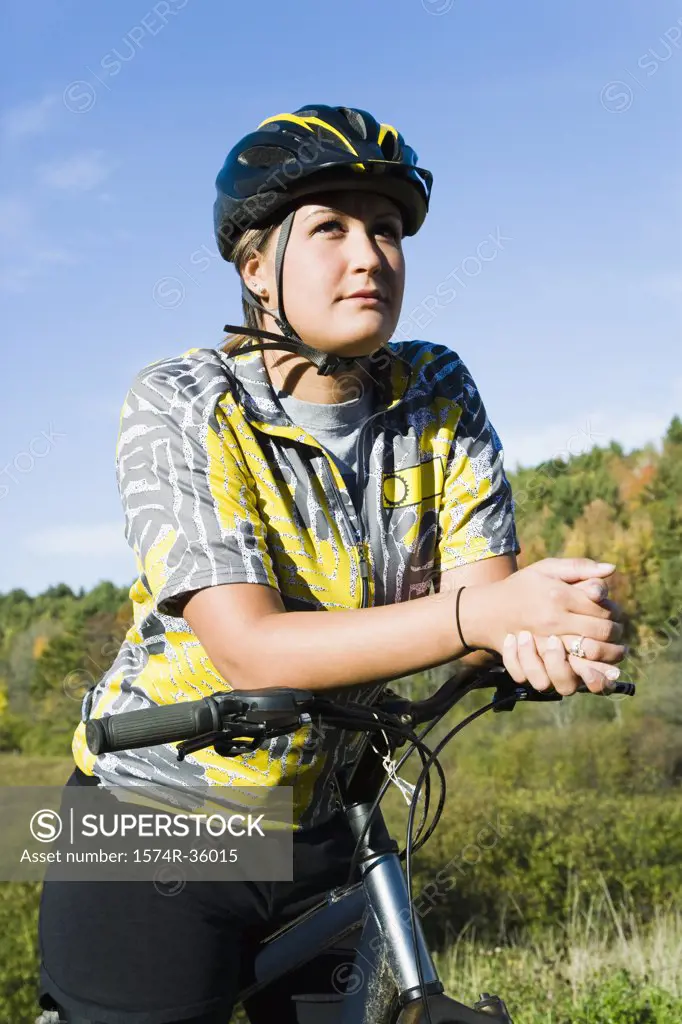Woman riding a mountain bike