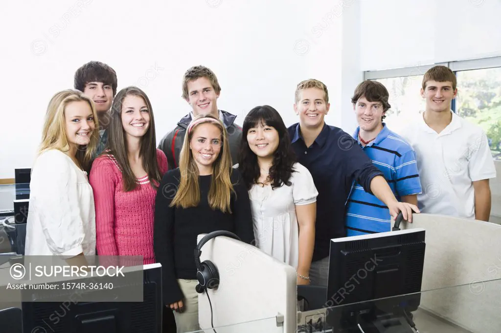 Portrait of a group of students smiling