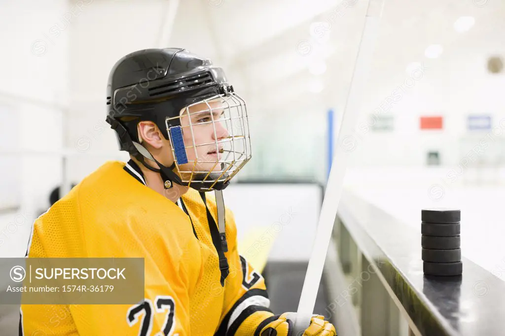 Ice hockey player in an ice rink