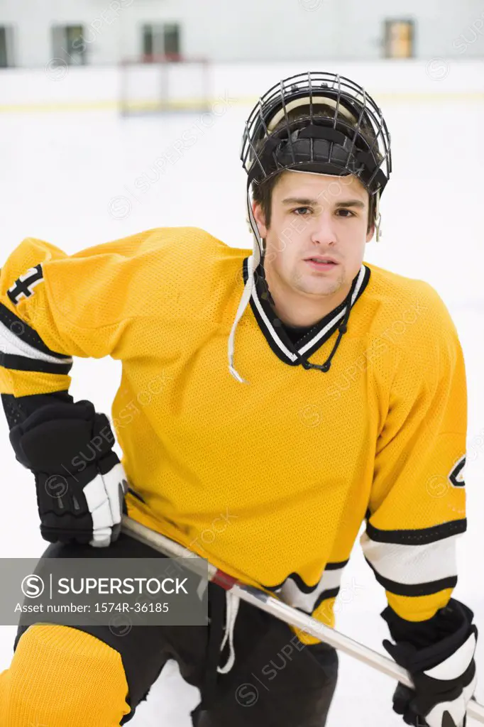 Ice hockey player in an ice rink